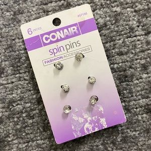 Conair Vintage Y2K 2000s Spin Pin Crystal Hair Accessories 6pk New